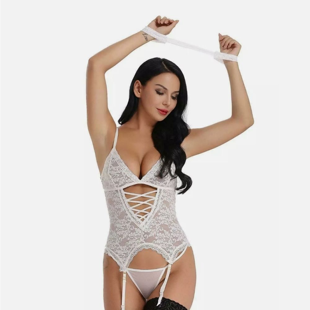 Women Sexy Lingerie Lace Nightwear Midnight Sleepwear Teddy Underwear Wristband